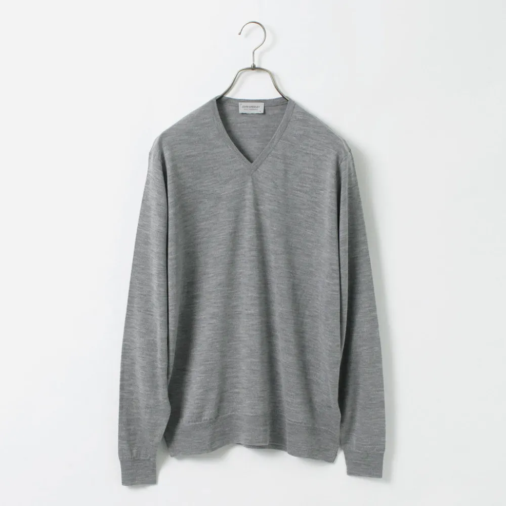 JOHN SMEDLEY Knits^/ Merino Wool 30 Gauge 30 Gauge V-Neck Knit MODERN FIT