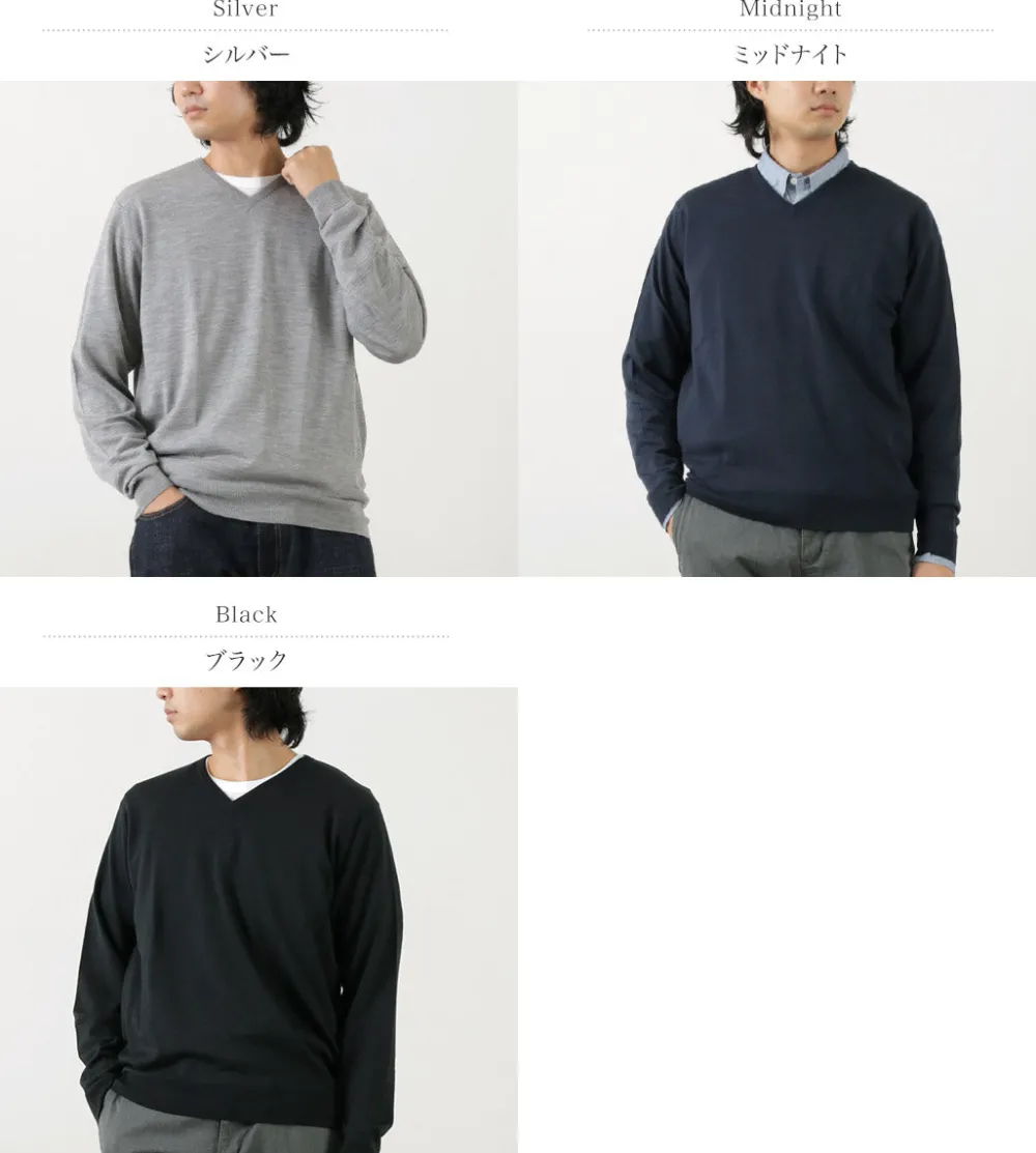 JOHN SMEDLEY Knits^/ Merino Wool 30 Gauge 30 Gauge V-Neck Knit MODERN FIT
