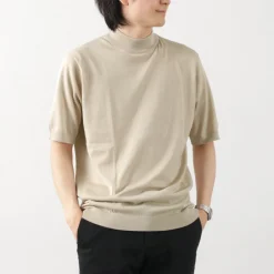 JOHN SMEDLEY T-Shirts^/ Sea Island Cotton 30 Gauge Mock Neck Knit