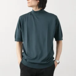 JOHN SMEDLEY T-Shirts^/ Sea Island Cotton 30 Gauge Mock Neck Knit