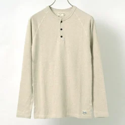 KEPANI T-Shirts^/ Henley neck long sleeve tee