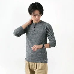 KEPANI T-Shirts^/ Henley neck long sleeve tee