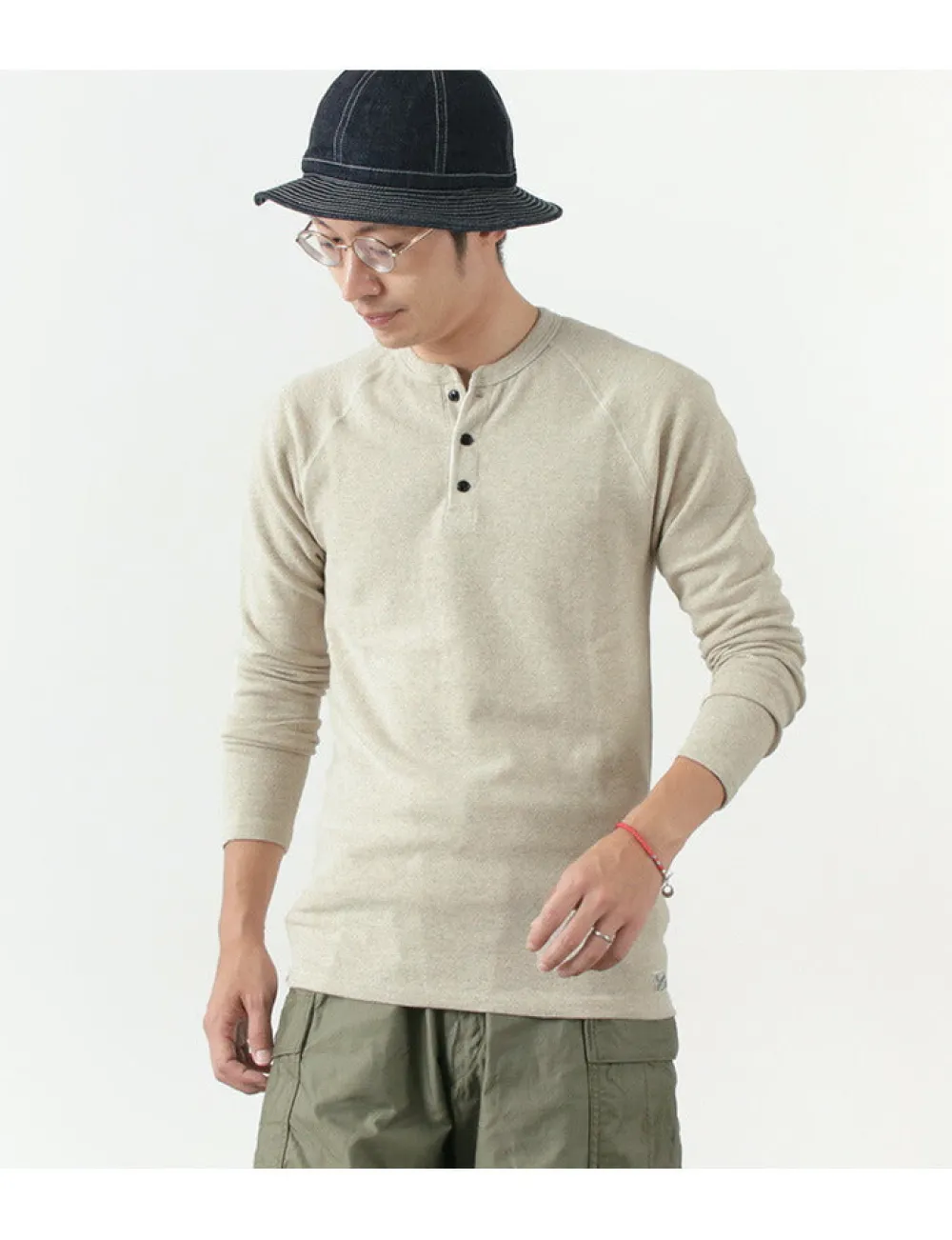 KEPANI T-Shirts^/ Henley neck long sleeve tee