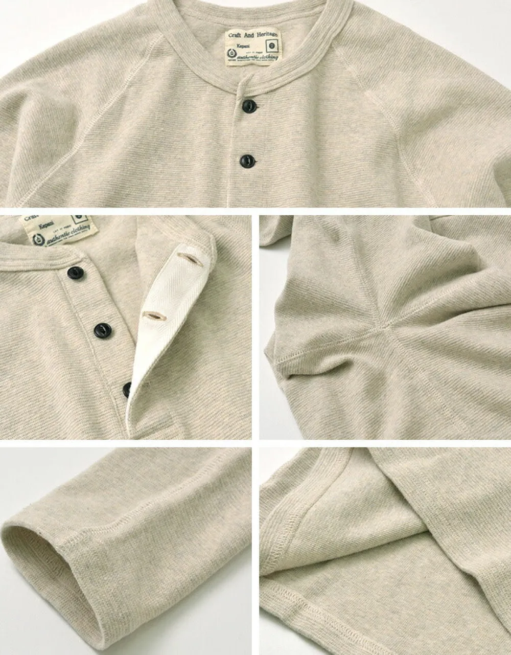 KEPANI T-Shirts^/ Henley neck long sleeve tee