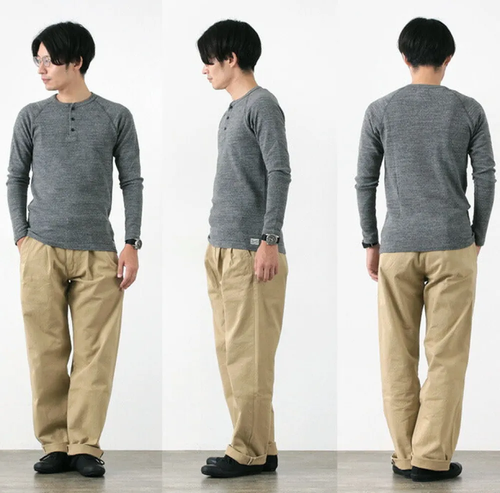KEPANI T-Shirts^/ Henley neck long sleeve tee