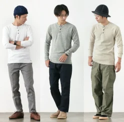 KEPANI T-Shirts^/ Henley neck long sleeve tee