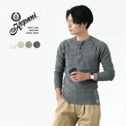 KEPANI T-Shirts^/ Henley neck long sleeve tee