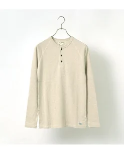 KEPANI T-Shirts^/ Henley neck long sleeve tee