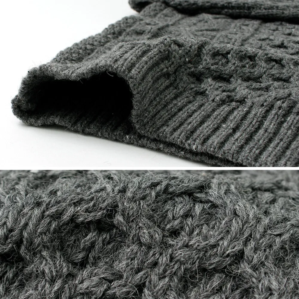 KERRY WOOLLEN MILLS Knits^/ 5 gauge 3-ply aran cable crew neck heavy knit