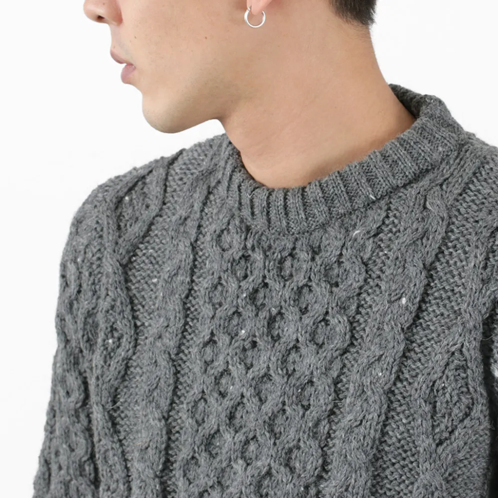 KERRY WOOLLEN MILLS Knits^/ 5 gauge 3-ply aran cable crew neck heavy knit