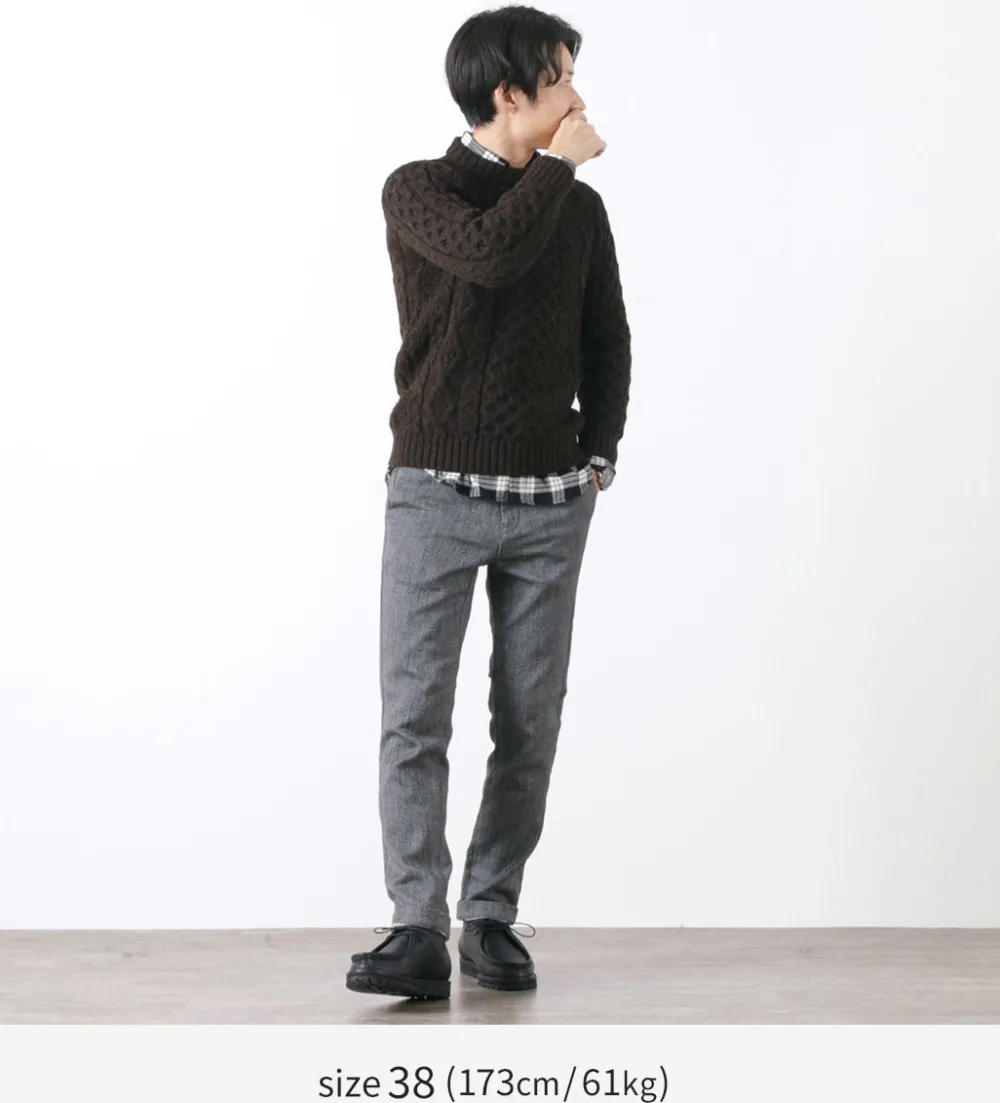 KERRY WOOLLEN MILLS Knits^/ 5 gauge 3-ply aran cable crew neck heavy knit