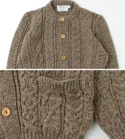 KERRY WOOLLEN MILLS Knits^/ 5 Gauge 3 Ply Aran Cable Collarless Cardigan