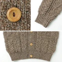 KERRY WOOLLEN MILLS Knits^/ 5 Gauge 3 Ply Aran Cable Collarless Cardigan