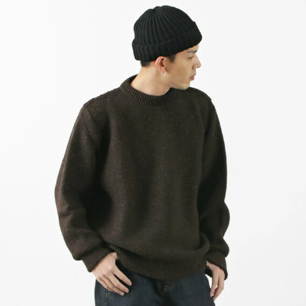 KERRY WOOLLEN MILLS Knits^/ 5 Gauge 2 Ply Pearl Stitch Drop Shoulder Crew Neck Knit