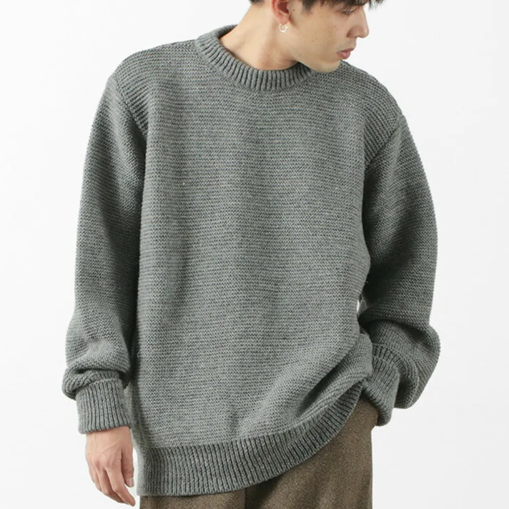 KERRY WOOLLEN MILLS Knits^/ 5 Gauge 2 Ply Pearl Stitch Drop Shoulder Crew Neck Knit