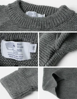 KERRY WOOLLEN MILLS Knits^/ 5 Gauge 2 Ply Pearl Stitch Drop Shoulder Crew Neck Knit