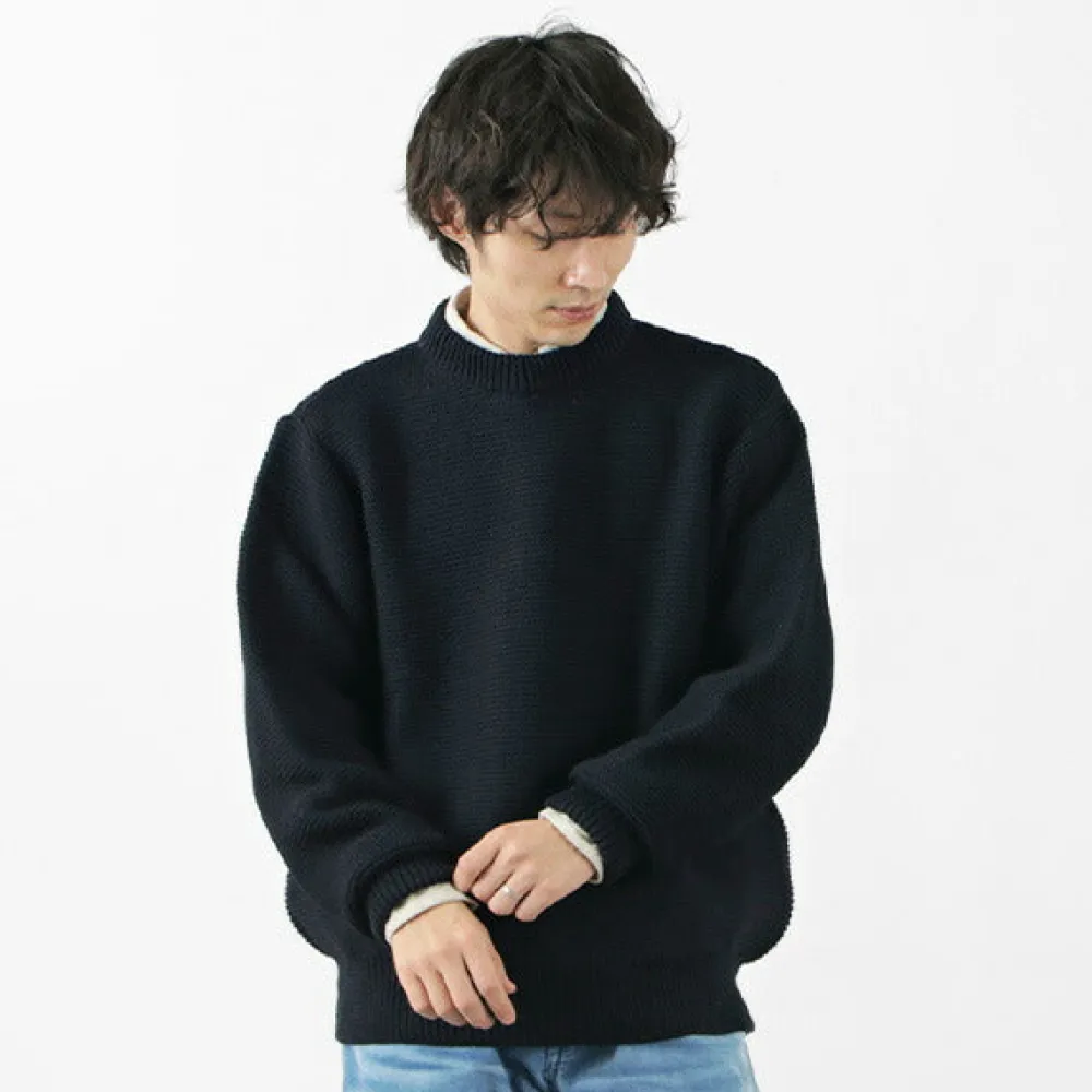 KERRY WOOLLEN MILLS Knits^/ 5 Gauge 2 Ply Pearl Stitch Drop Shoulder Crew Neck Knit