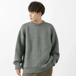 KERRY WOOLLEN MILLS Knits^/ 5 Gauge 2 Ply Pearl Stitch Drop Shoulder Crew Neck Knit