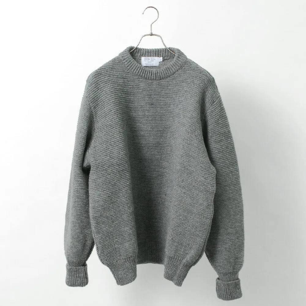 KERRY WOOLLEN MILLS Knits^/ 5 Gauge 2 Ply Pearl Stitch Drop Shoulder Crew Neck Knit