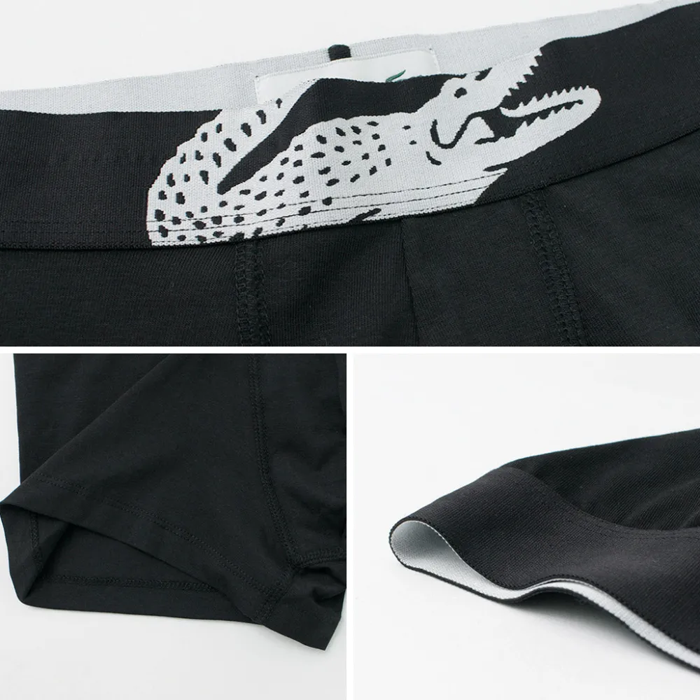 LACOSTE Underwear^/ Croc Print 3 Pack Boxer Pants black