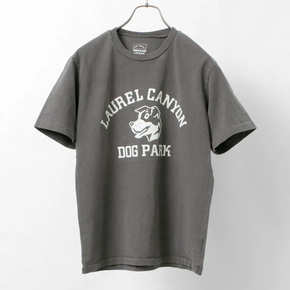 MIXTA T-Shirts^/ Basic crew print T-shirt (dog park) black