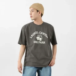 MIXTA T-Shirts^/ Basic crew print T-shirt (dog park) black