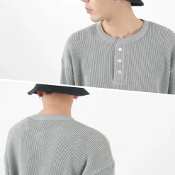 MOC T T-Shirts^/ Heavy Neon Waffle Henry Neck Pullover