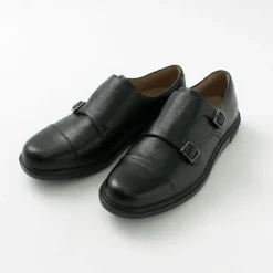 MOONSTAR Leather Shoes & Boots^/ Breathable Waterproof Double Monk Strap Leather Shoes black