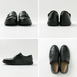 MOONSTAR Leather Shoes & Boots^/ Breathable Waterproof Double Monk Strap Leather Shoes black
