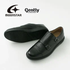 MOONSTAR Leather Shoes & Boots^/ Breathable Waterproof Double Monk Strap Leather Shoes black