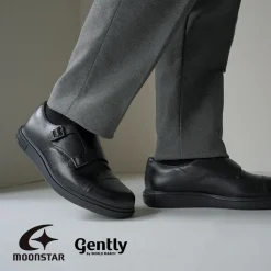 MOONSTAR Leather Shoes & Boots^/ Breathable Waterproof Double Monk Strap Leather Shoes black