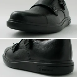 MOONSTAR Leather Shoes & Boots^/ Breathable Waterproof Double Monk Strap Leather Shoes black