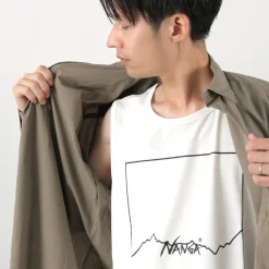 NANGA T-Shirts^/ Dry mix frame logo tank top T-shirt