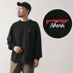 NANGA T-Shirts^/ Eco Hybrid Box Logo Embroidery Long Sleeve T-Shirt