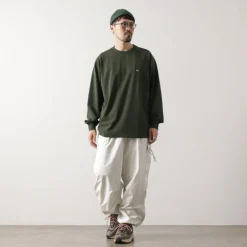 NANGA T-Shirts^/ Eco Hybrid Box Logo Embroidery Long Sleeve T-Shirt