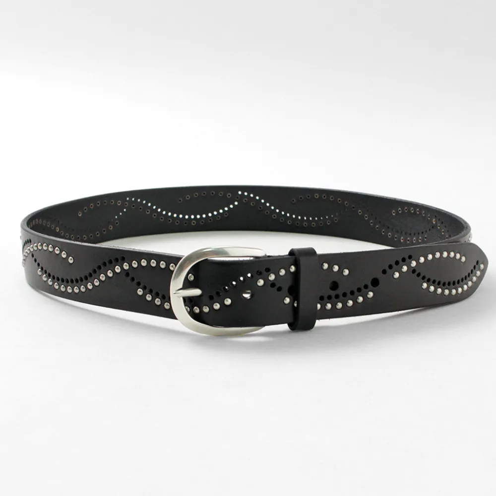 ORCIANI Belts^/ Bull Soft leather with micro studs black