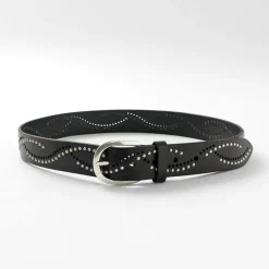 ORCIANI Belts^/ Bull Soft leather with micro studs black