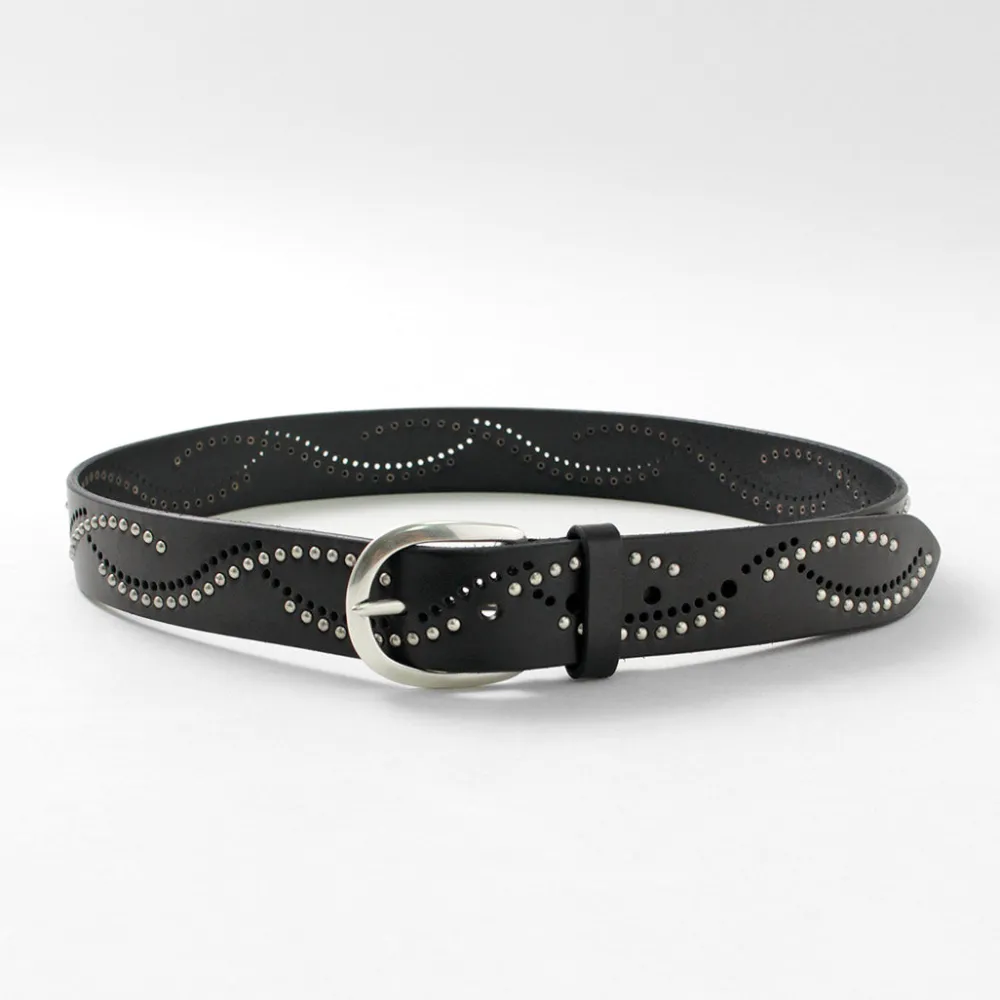 ORCIANI Belts^/ Bull Soft leather with micro studs black