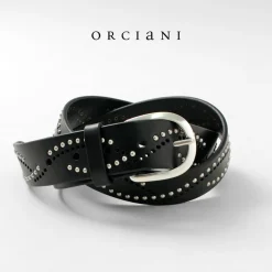 ORCIANI Belts^/ Bull Soft leather with micro studs black