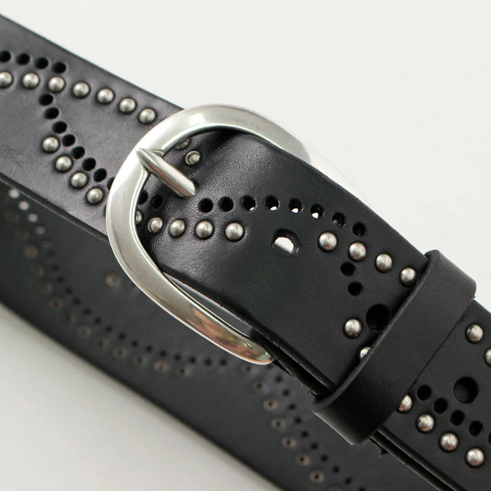 ORCIANI Belts^/ Bull Soft leather with micro studs black