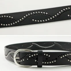 ORCIANI Belts^/ Bull Soft leather with micro studs black
