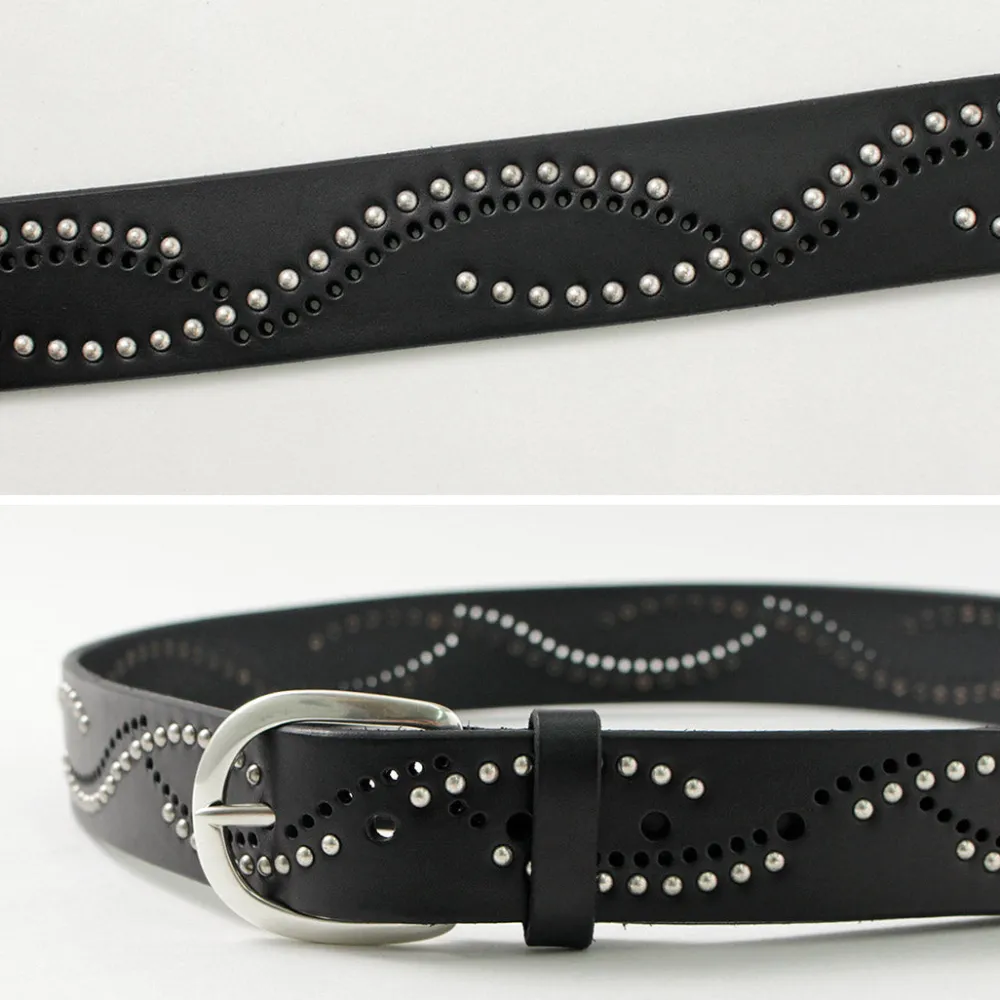ORCIANI Belts^/ Bull Soft leather with micro studs black