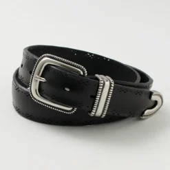 ORCIANI Belts^/ Bull Soft punched leather belt with metal tip