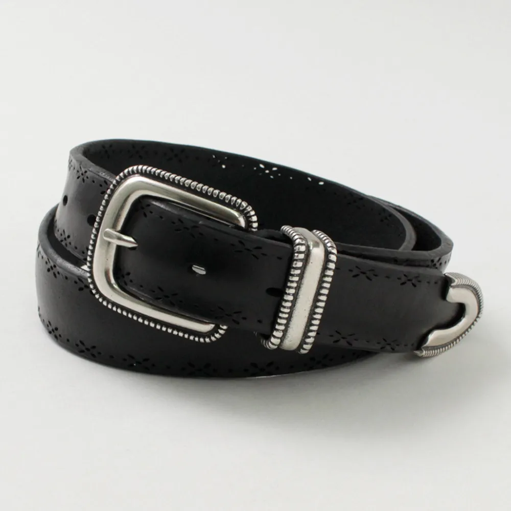 ORCIANI Belts^/ Bull Soft punched leather belt with metal tip