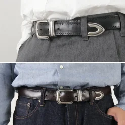 ORCIANI Belts^/ Bull Soft punched leather belt with metal tip