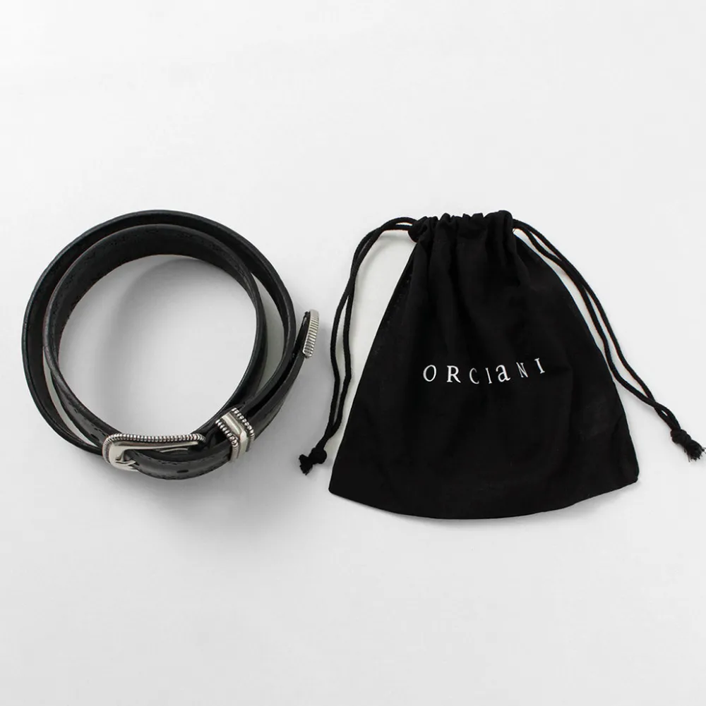 ORCIANI Belts^/ Bull Soft punched leather belt with metal tip