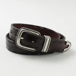 ORCIANI Belts^/ Bull Soft punched leather belt with metal tip