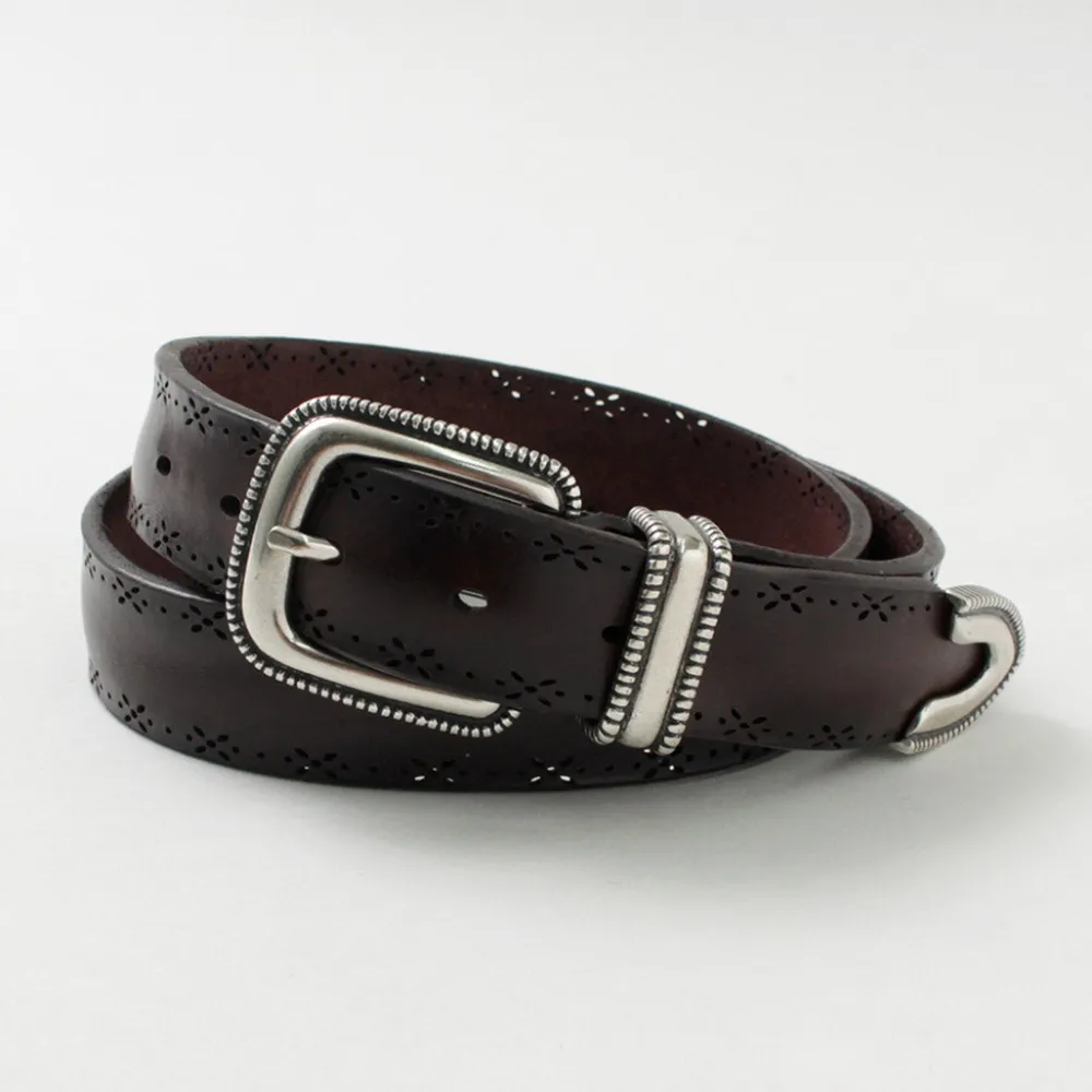 ORCIANI Belts^/ Bull Soft punched leather belt with metal tip