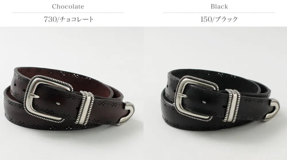 ORCIANI Belts^/ Bull Soft punched leather belt with metal tip