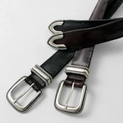 ORCIANI Belts^/ Bull Soft punched leather belt with metal tip